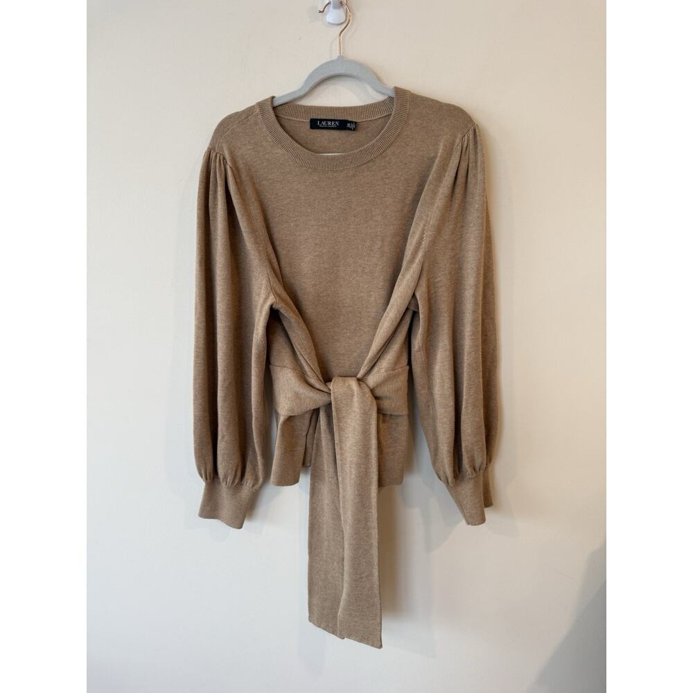 Lauren Ralph Lauren Women's Beige/tan Long Sleeve Belted Sweater Size XXL
